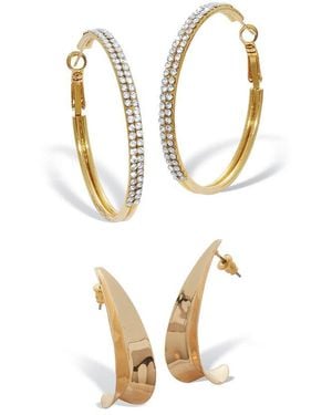 Palmbeach Jewelry Plated Stainless Steel Crystal Earring - Metallic