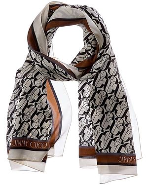 Jimmy Choo Logo Silk Scarf - Black