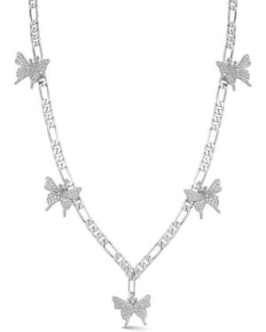 Chloe and Madison Plated Cz Vintage Butterfly Necklace - Metallic
