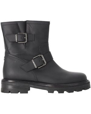 Jimmy Choo Calfskin Leather Youth Ii Buckled Bootie (Authentic Pre- Loved) - Black