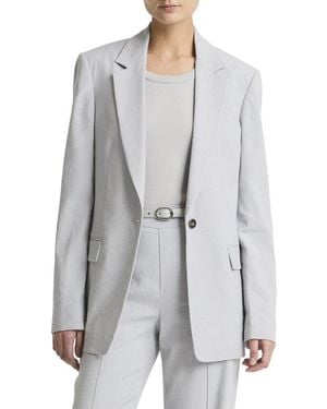 Vince Linen-Blend Single Breasted Blazer - Gray