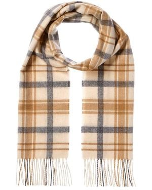 Amicale Cashmere Scottish Plaid Cashmere Scarf - Natural
