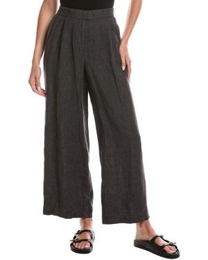 Eileen Fisher Wide Pleated Flare Linen Pant - Black