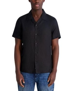 Karl Lagerfeld Camp Collar Linen Shirt - Black