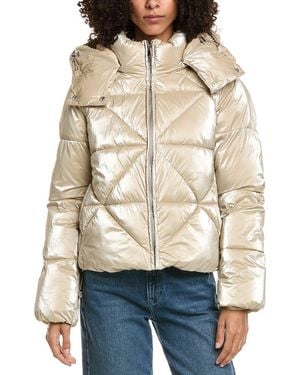 Sam Edelman Mixed Quilted Cropped Puffer Jacket - Natural