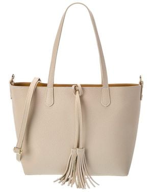Italian Leather Romy Leather Top Handle Bag - Natural