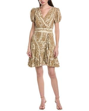 Maison Tara Printed Marrakesh Short Sleeve Mini Dress - Natural