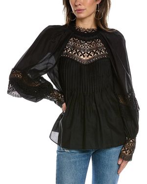 Emanuel Ungaro Dahlia Silk-blend Embroidered Blouse - Black