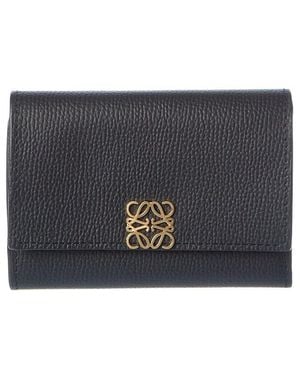 Loewe Anagram Vertical Small Leather Wallet - Gray