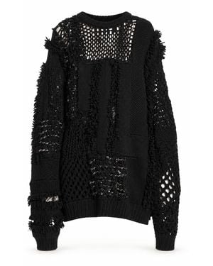 Koche Koché Embellished Open Knit Wool Blend Jumper - Black
