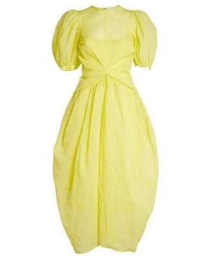 Cecilie Bahnsen Juniper Puff-sleeved Midi Dress - Yellow