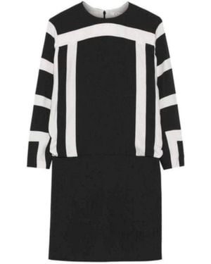 Chloé Black And White Monochrome Crepe Shift Dress