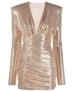 Alexandre Vauthier Ruched V-neck Dress - Natural