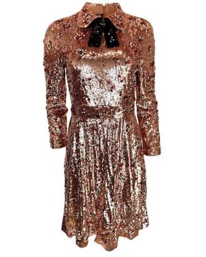 Gucci Sequins With Crystal Embroidered Dress - Brown