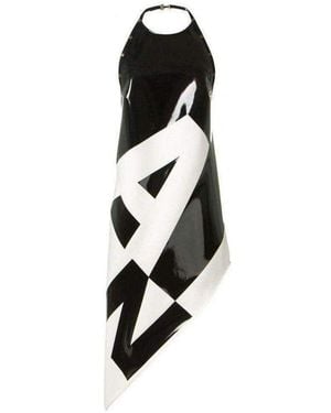Anthony Vaccarello Asymmetrical Coated Crepe Dress - Black