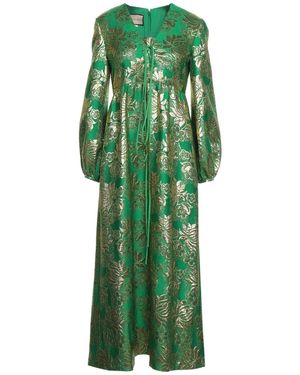 Gucci Wool Lamé Floral Jacquard Dress - Green