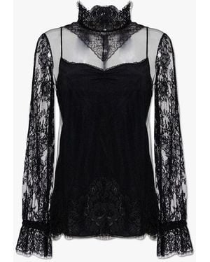 Gucci Tulle And Lace Shirt - Black