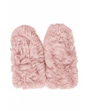 Miu Miu Pink Curly Shearling Cashmere-lined Mittens