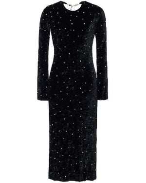 Miu Miu Open-back Crystal-embellished Crushed-velvet Midi Dress It 38 - Black