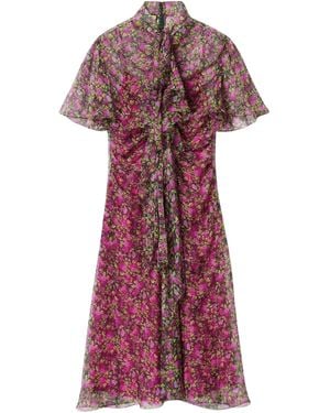 Gucci Floral Print Silk Evening Dress - Red