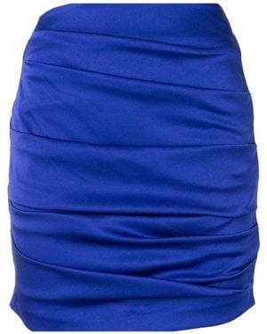 Alex Perry Satin Crepe Ruched Mini Skirt - Blue