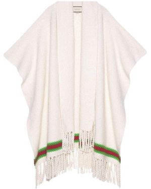 Gucci Cape With Oversize Wool Scarf - Natural