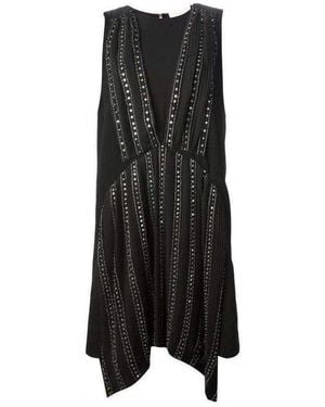 Vanessa Bruno Black Embellished Silk Cocktail Dress