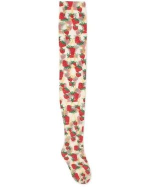 Gucci White Strawberry Logo Horse-bit Tights
