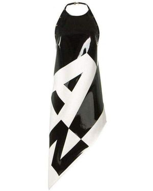 Anthony Vaccarello Asymmetrical Coated Crepe Dress - Black