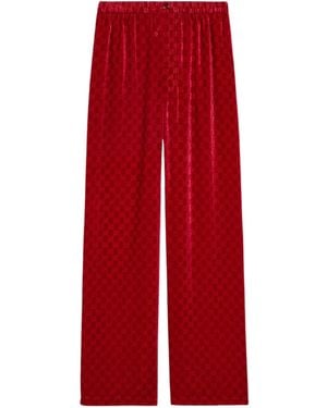 Gucci GG Velvet Devoré Wide-leg Trousers - Red