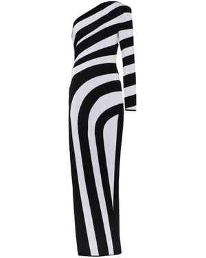 Balmain Striped One-Shoulder Gown - Multicolour