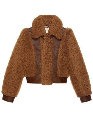 Gucci Brown Curly Shearling Jacket - Natural