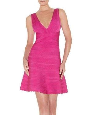 Hervé Léger Nikayla Scalloped Edge Caprice Pink Dress