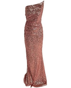 Cult Moda Rose Gold Sequin Asymmetric Bustier Cocktail Prom Dress - Red