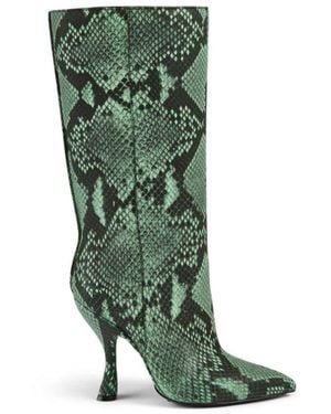 Dries Van Noten Snakeskin-embossed Leather Knee-high Boots - Green