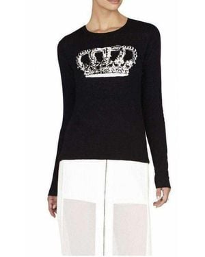 BCBGMAXAZRIA Reversible Crown Intarsia Top - Black