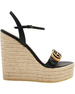 Gucci GG Espadrille Wedge Sandals - Natural