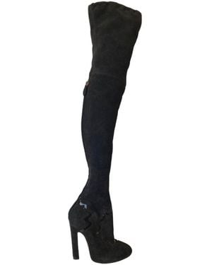 Alaïa Over Knee Studded Boots - Black