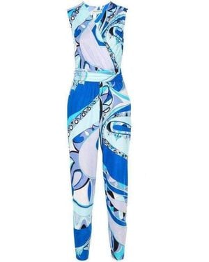 PUCCI Print Cross Front Jumpsuit - Blue