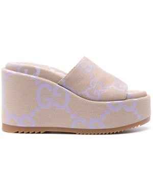 Gucci GG Supreme 120mm Platform Sandals - Pink