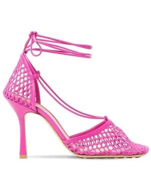 Bottega Veneta Leather Stretch Lace-up Court Shoes - Pink
