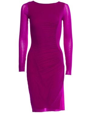 Jean Paul Gaultier Purple Long Sleeve Ruched Waist Tulle Dress
