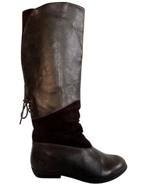 ALDO Brown Leather Riding Boots - Black
