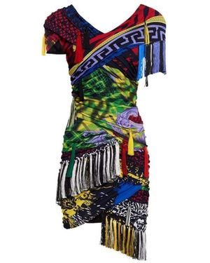 Versace Mega Mix Print Fringe Mini Dress - Multicolour