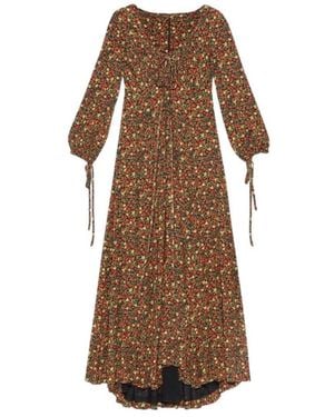 Gucci Liberty-print Crepe Maxi Dress - Brown