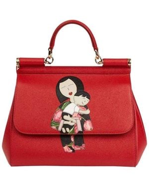 Dolce & Gabbana Family Print Sicily Tote Bag Regular - Red
