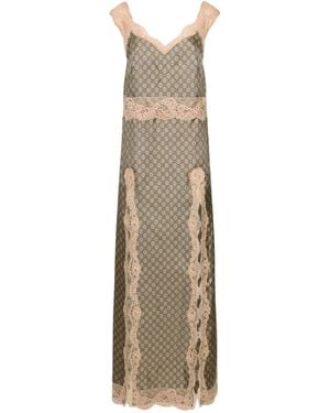 Gucci Gg Flower Stretch Lace Dress in Natural | Lyst