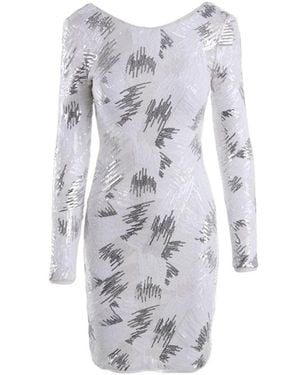 BCBGMAXAZRIA Kamila Long Sleeve Sequin Dress - White