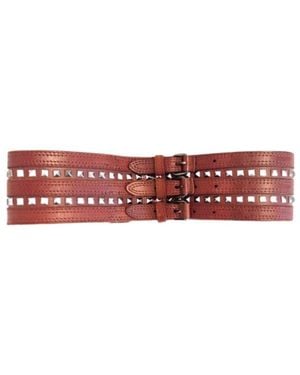 BCBGMAXAZRIA Studded Cognac Waist Leather Belt - Red