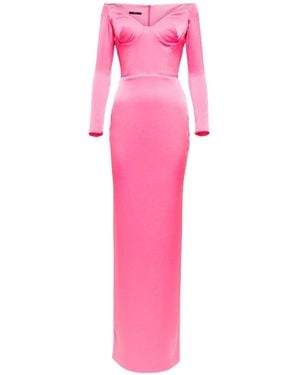 Alex Perry Lane Satin Crepe Off Shoulder Gown - Pink